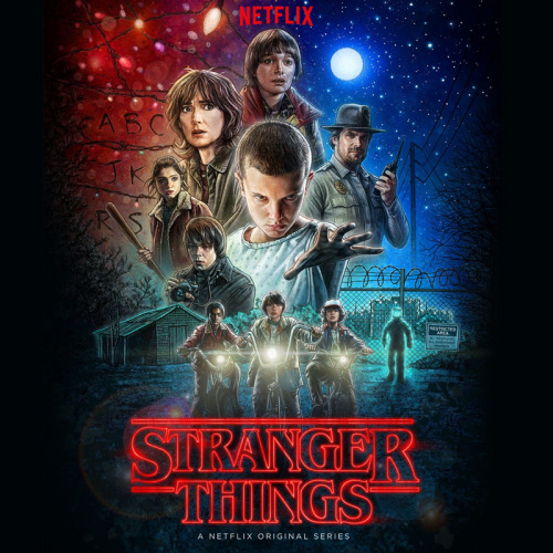 Stranger Things logo with characters